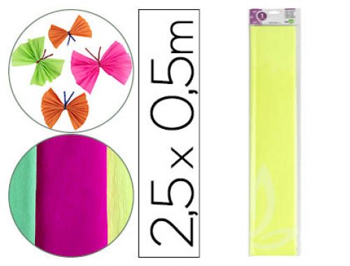Papel crepe liderpapel 50 cm x 2,5 m 34gr amarelo fluorescente , Liderpapel , 78483 , 8423473784833